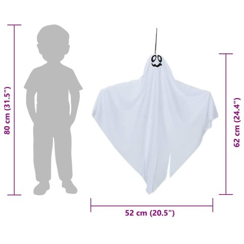 Zawieszany duch Halloween z 3 LED, biały, 52 x 62 cm
