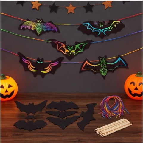 Zestaw 50 rysunków Halloween z motywem nietoperzy do kreatywnych prac