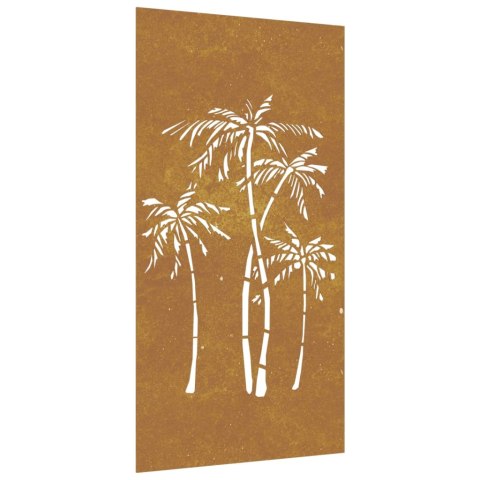 Dekoracja ścienna do ogrodu stal Corten 105x55 cm wzór palma