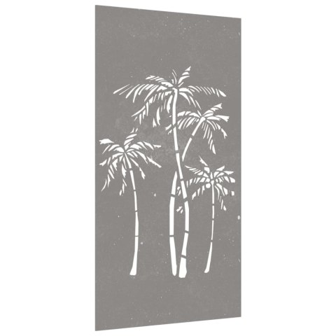 Dekoracja ścienna do ogrodu stal Corten 105x55 cm wzór palma