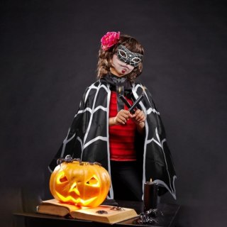 Kostium halloweenowy dwuczęściowy czarno-biały peleryna pająka