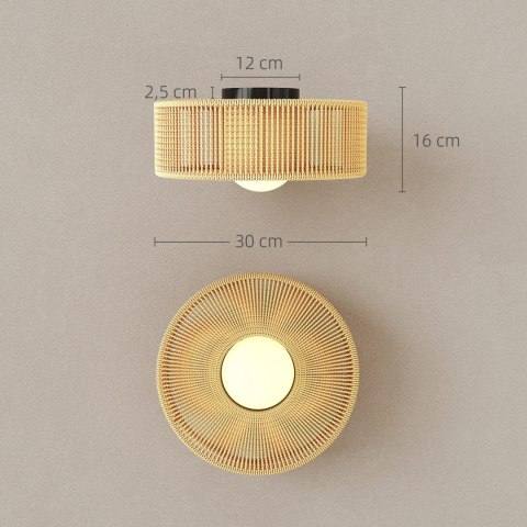 Lampa sufitowa boho z abażurem z liny konopnej G9 LED