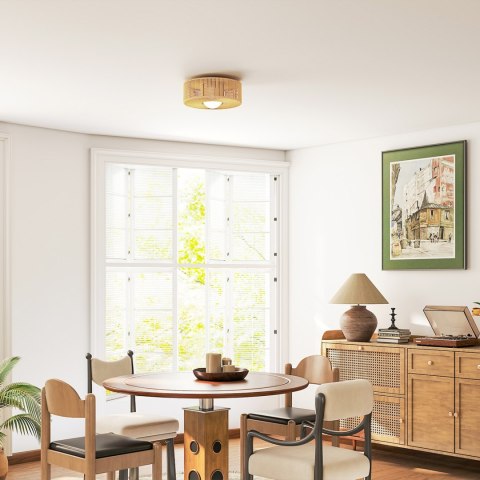 Lampa sufitowa boho z abażurem z liny konopnej G9 LED