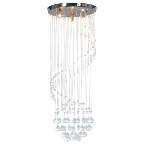 Lampa sufitowa z kryształkami, srebrna spirala, G9