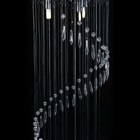 Lampa sufitowa z kryształkami, srebrna spirala, G9