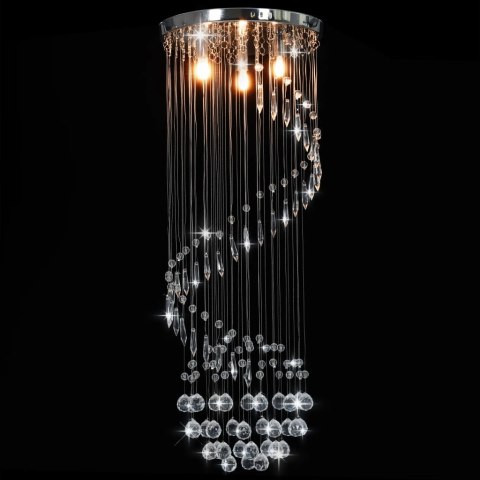 Lampa sufitowa z kryształkami, srebrna spirala, G9