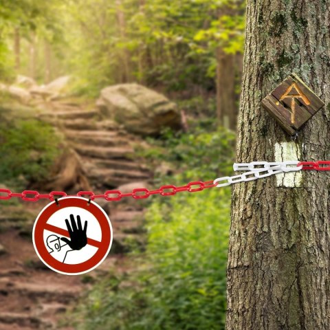 Łańcuch ostrzegawczy 25m z tworzywa sztucznego czerwono-biały