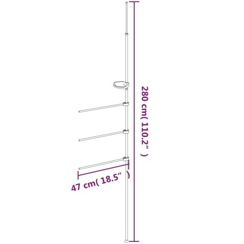 Wieszak na ręczniki aluminiowy 47x280 cm, srebrny