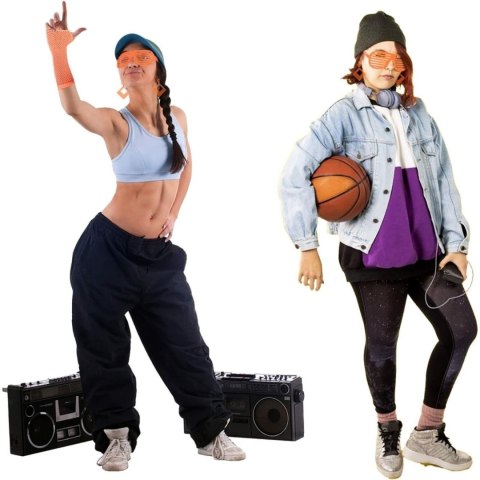 Akcesoria kostiumowe 80s dla kobiet, neonowe, pomarańczowe, komplet