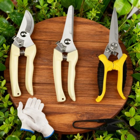 Zestaw nożyc ogrodniczych 3-częściowy żółty stal