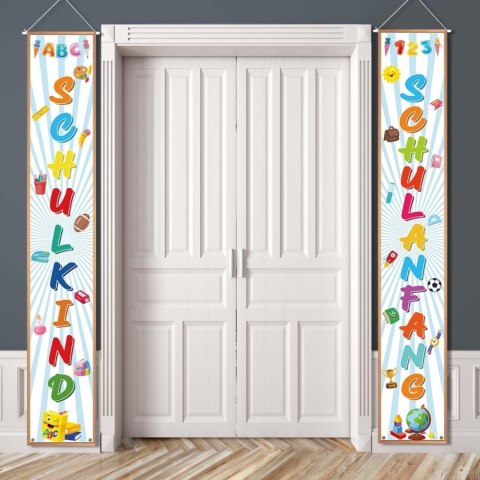 Baner powitalny na pierwszy dzień szkoły 180x30 cm biały