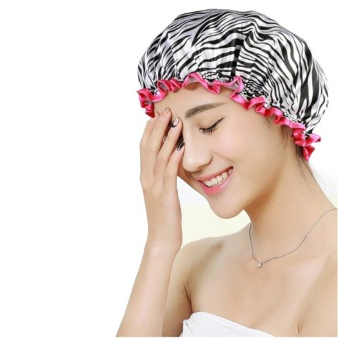 Czapki prysznicowe zestaw 4 szt. w kropki, panterka, zebra