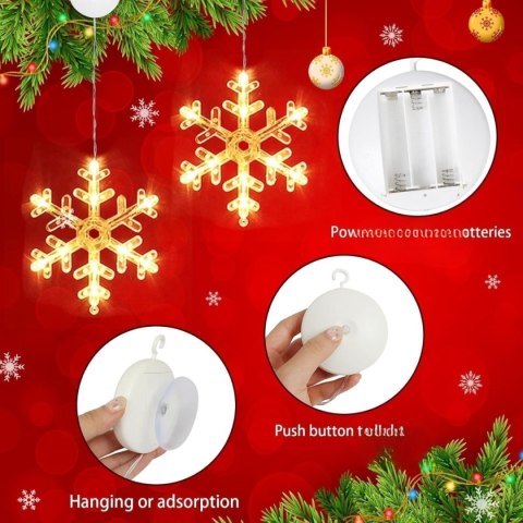 Dekoracja świąteczna, zawieszane śnieżynki, 18 cm, do okna