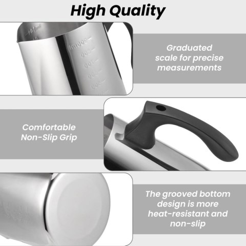 Garnek do topienia wosku 900 ml, stal nierdzewna, z miarką, z ergonomicznym uchwytem