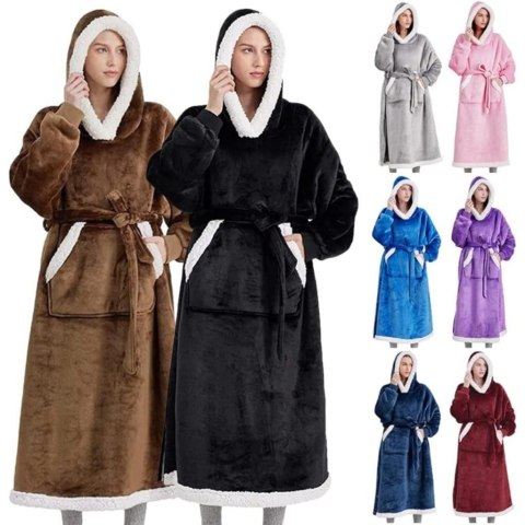 Koc z rękawami, 150 cm, ciepły polar, wygodny na chłodne wieczory