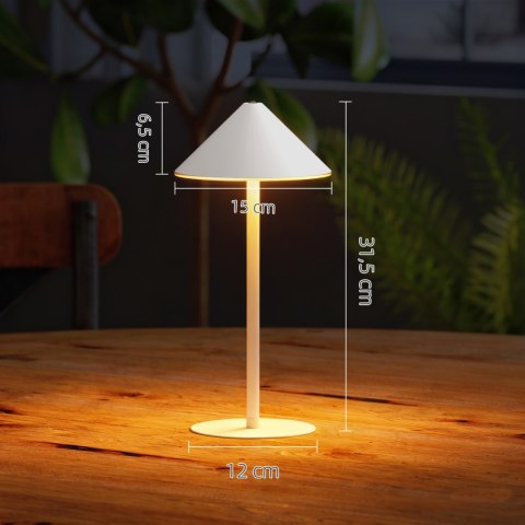 Lampa biurkowa LED z USB, dotykowy włącznik, metalowa, biała