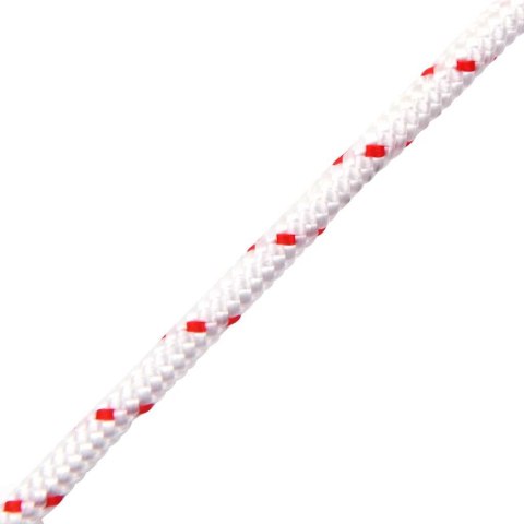Linka startowa nylonowa 4 mm 10 m biała z czerwonymi kropkami