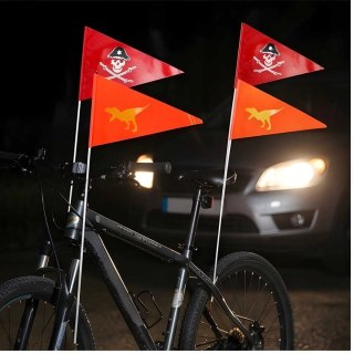 Zestaw flag odblaskowych do roweru, 2 wzory, 5 słupków, zwiększona widoczność