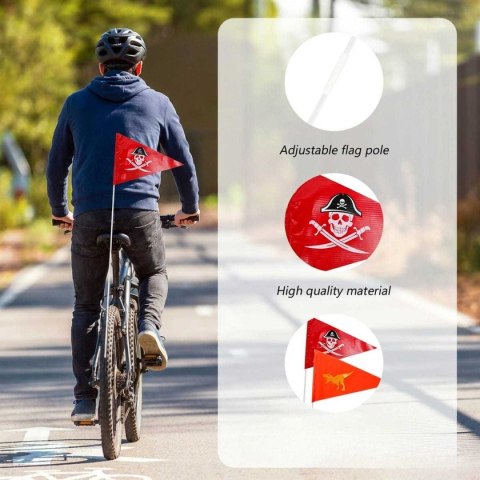 Zestaw flag odblaskowych do roweru, 2 wzory, 5 słupków, zwiększona widoczność
