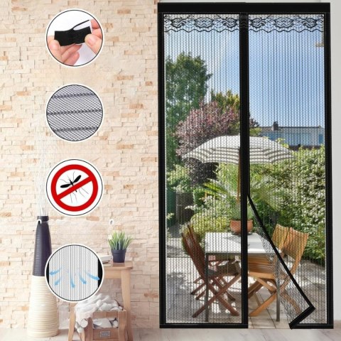 Zasłona na owady czarna 90x210 cm z magnesem do drzwi