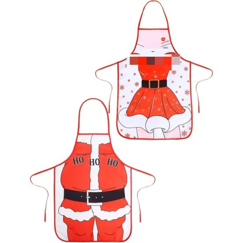 Fartuchy świąteczne 2-pack, czerwony, dla par, prezent
