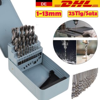 Zestaw wierteł spiralnych HSS 25 sztuk 1-13 mm