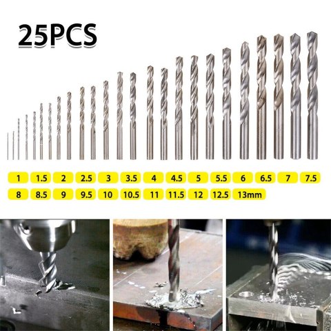 Zestaw wierteł spiralnych HSS 25 sztuk 1-13 mm