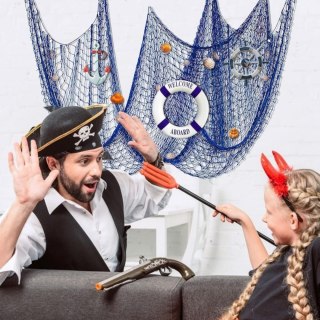 Dekoracja siatka rybacka niebieska 1.5x2m z muszlami i haczykami