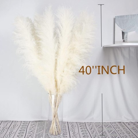 Dekoracja z traw pampasowych beżowych, 20 sztuk, 43 cm