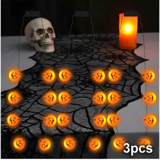 Dekoracje halloweenowe zestaw 3 łańcuchów z dyniami 8 sztuk na sznurku