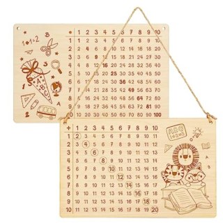 Tablica edukacyjna 1x1, dwustronna, drewniana, 29x18,5 cm