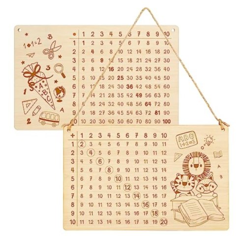 Tablica edukacyjna 1x1, dwustronna, drewniana, 29x18,5 cm