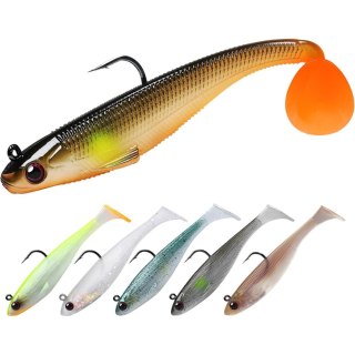 Zestaw wędkarski: 6-częściowy, gumowe przynęty T-Tail 9 cm, 12 g