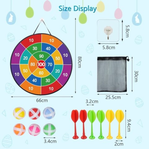 Dartboard 66 cm z rzepami, gra w rzutki, kolorowy, bezpieczny, do zabawy w pomieszczeniach i na zewnątrz