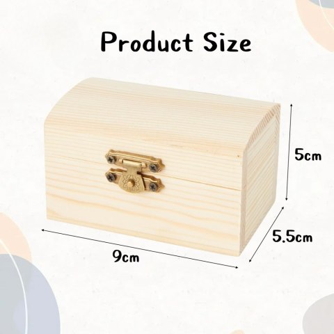 Zestaw 8 mini drewnianych skrzynek na skarby z 3 arkuszami naklejek z brokatem