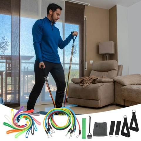 Zestaw do organizacji i fitnessu, 24-elementowy, kolorowe gumki i taśmy oporowe