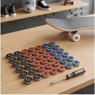 Łożyska skateboardowe 10 sztuk czarne niebieskie czerwone