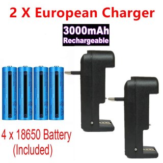 Akumulator 3000mAh 3.7V z ładowarką do latarek, 4 szt.