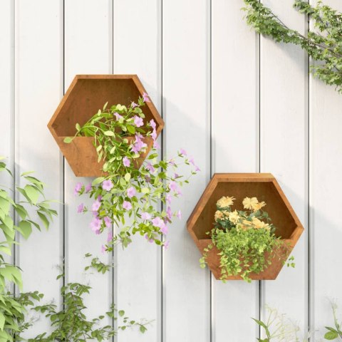 Doniczka ścienna 2 szt. stal corten 30x10x25 cm