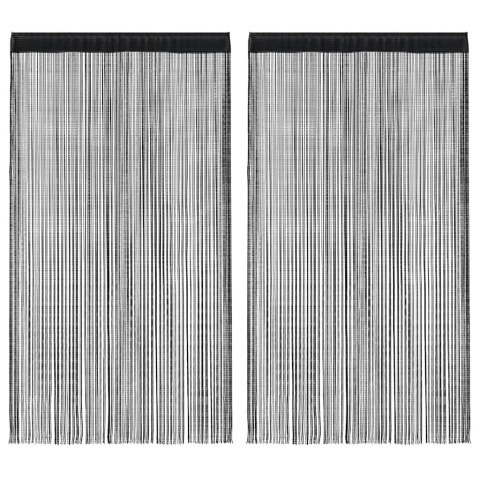 Firany sznurkowe, 2 sztuki, czarne, 140 cm