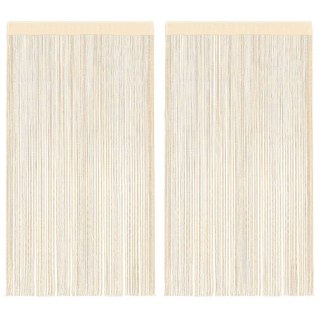 Firany sznurkowe 2 sztuki, kremowe 100 cm