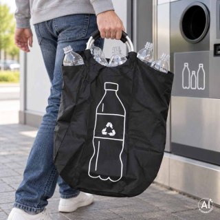 Kosz torba na butelki zwrotne kaucyjne segregacja śmieci recykling