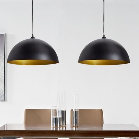Lampa sufitowa 2 szt. regulowana wysokość hemisferyczna czarna