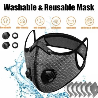Maska ochronna półmaskowa, filtr, wielokrotnego użytku, kolor czarny