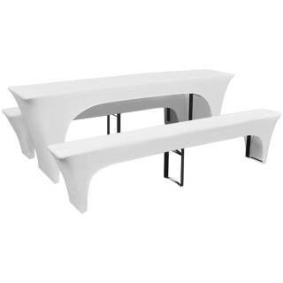 Pokrowiec na stół piwny 3-częściowy biały 220x70x80 cm