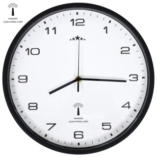Zegar ścienny radiowo sterowany kwarcowy 31 cm biały czarny