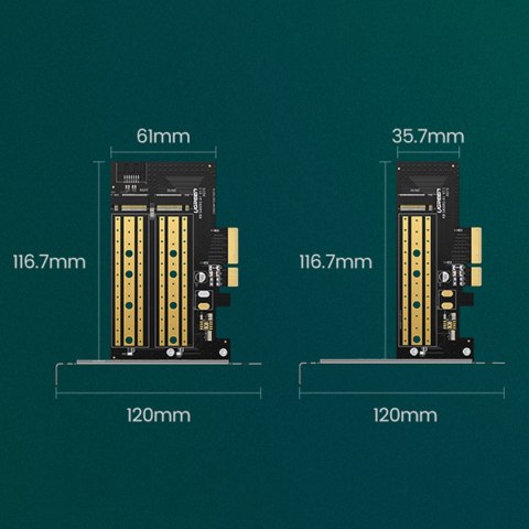 Karta rozszerzeń adapter PCIe 3.0 x4 dodatkowe dwa sloty SSD M.2 M-Key i M.2 B-Key