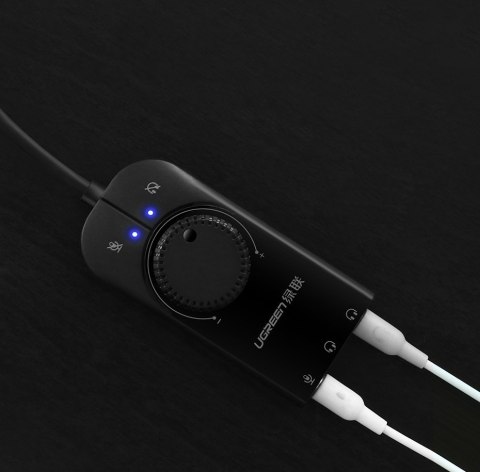 Zewnętrzna karta dźwiękowa adapter USB - 3.5 mm mini jack z regulacją głośności 15cm czarny